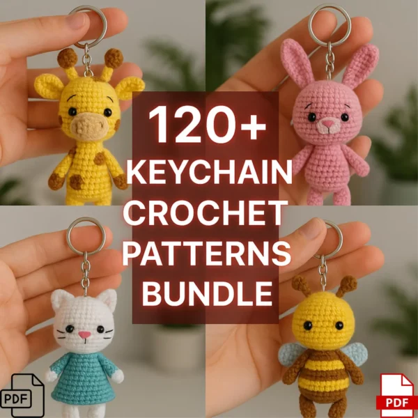 120 Mini Amigurumi Keychain Patterns | No-Sew Crochet Set
